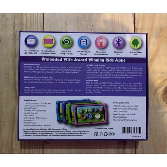 Contixo kids 7" learning tablet V10-Purple1 - Picture 2 of 6
